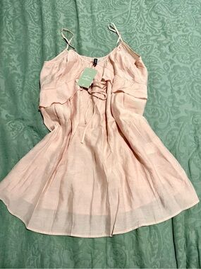 Divided Pale Pink Ruffle Tie-Front Sundress